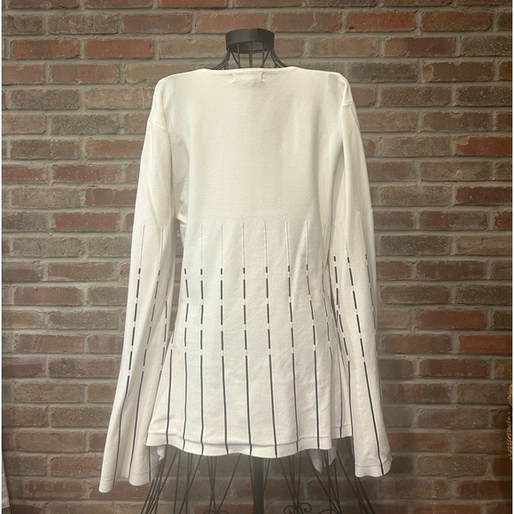 Prabal Gurung Peplum White with Black Stitching Asymmetrical Top. - Picture 2 of 7